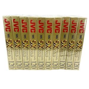 JVC Lot of 10 Premium Quality 6 Hrs T-120 SX Gold VHS Tapes Factory Sealed